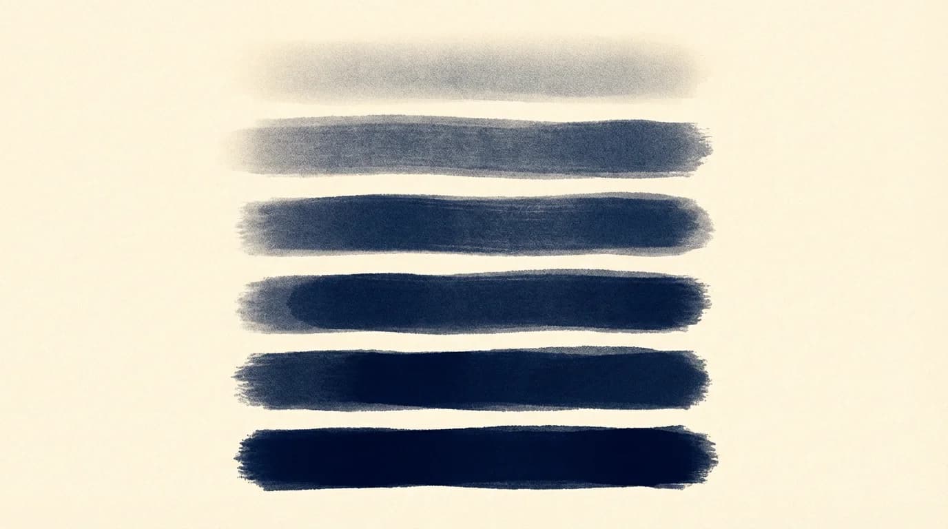 Ten stacked horizontal tier bands labelled conceptually from a thin bottom band up to a tall open-topped band at the top, each rendered in a slightly deeper shade of warm ink.